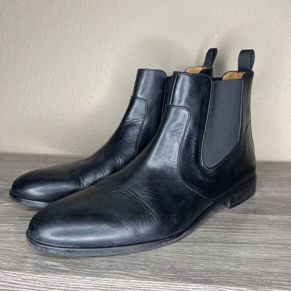 Hugo Boss Hubot Chelsea Boots Black Leather Men's Size 10 EUC